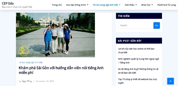 Tin tức song ngữ Anh Việt ở Cep giúp bạn trau dồi kiến thức và tự vựng ở nhiều lĩnh vực khác nhau