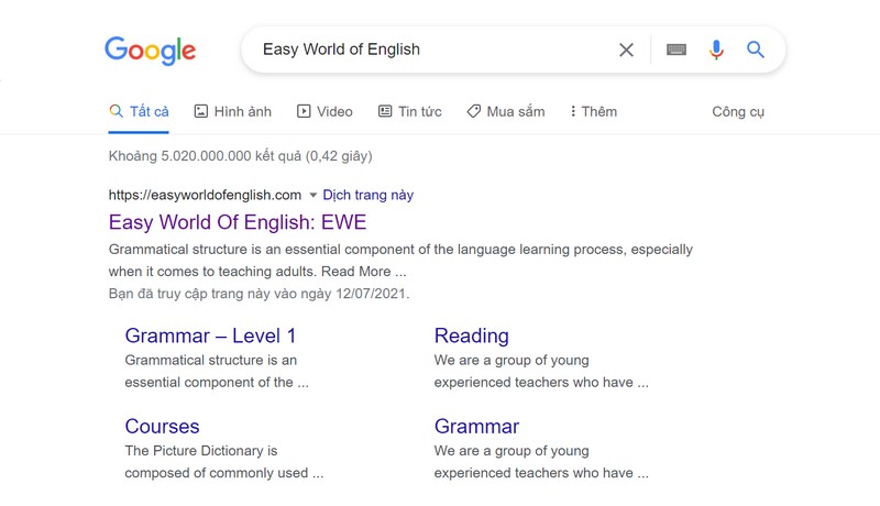 Học Tiếng Anh online qua website Easy World of English
