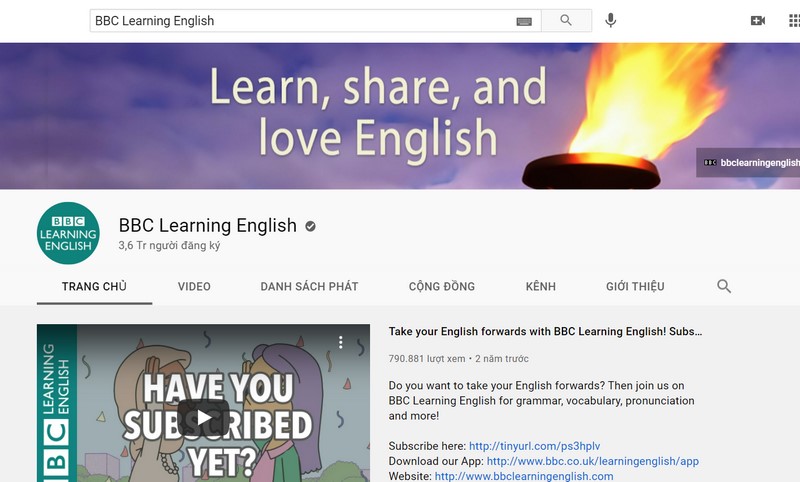 Học tiếng Anh online cùng Youtube
